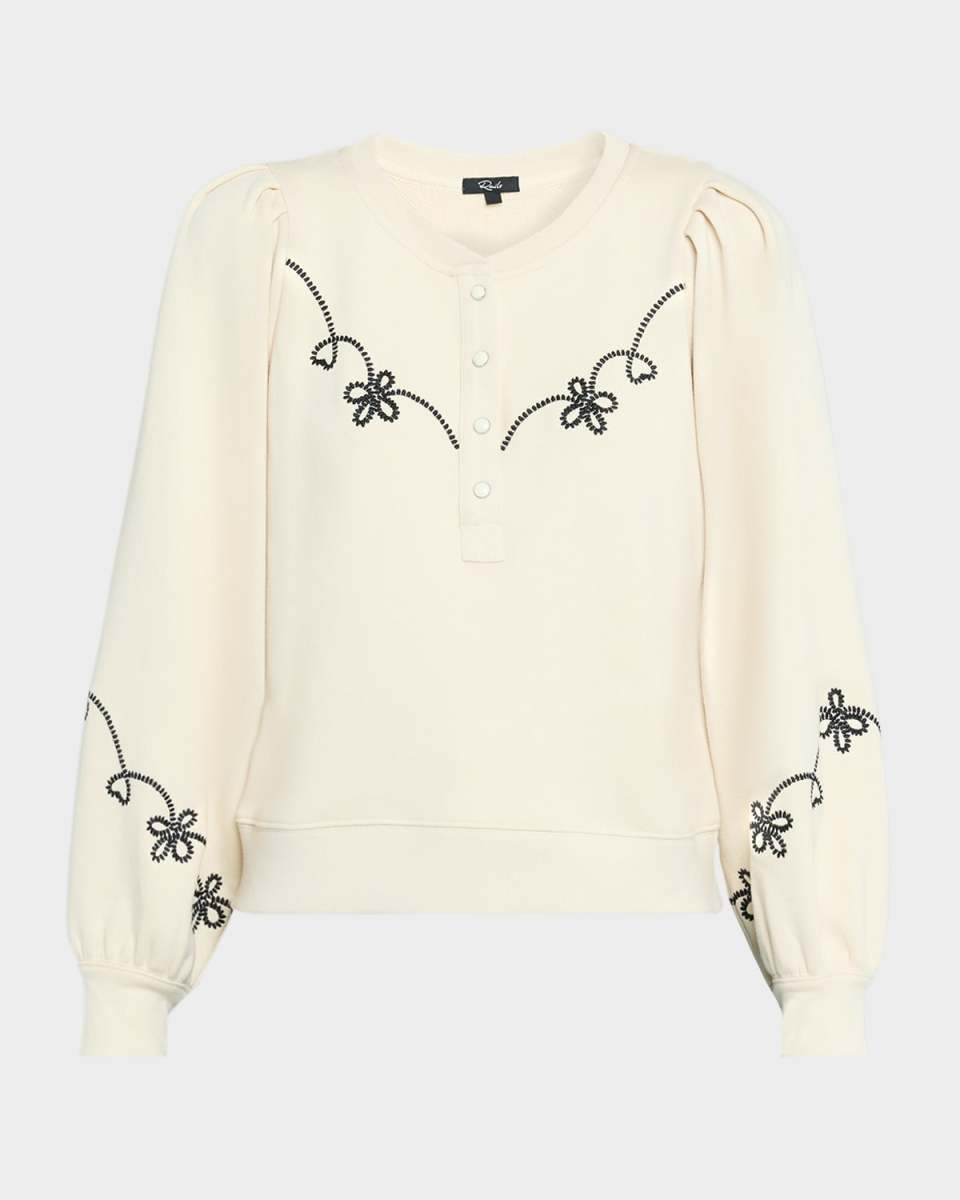 Hanne Embroidered Henley Sweatshirt